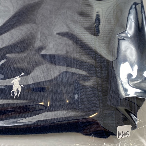 Polo Ralph Lauren Men's V Neck Navy and‎ White Cotton Vest Shirt Sz L - Picture 10 of 10